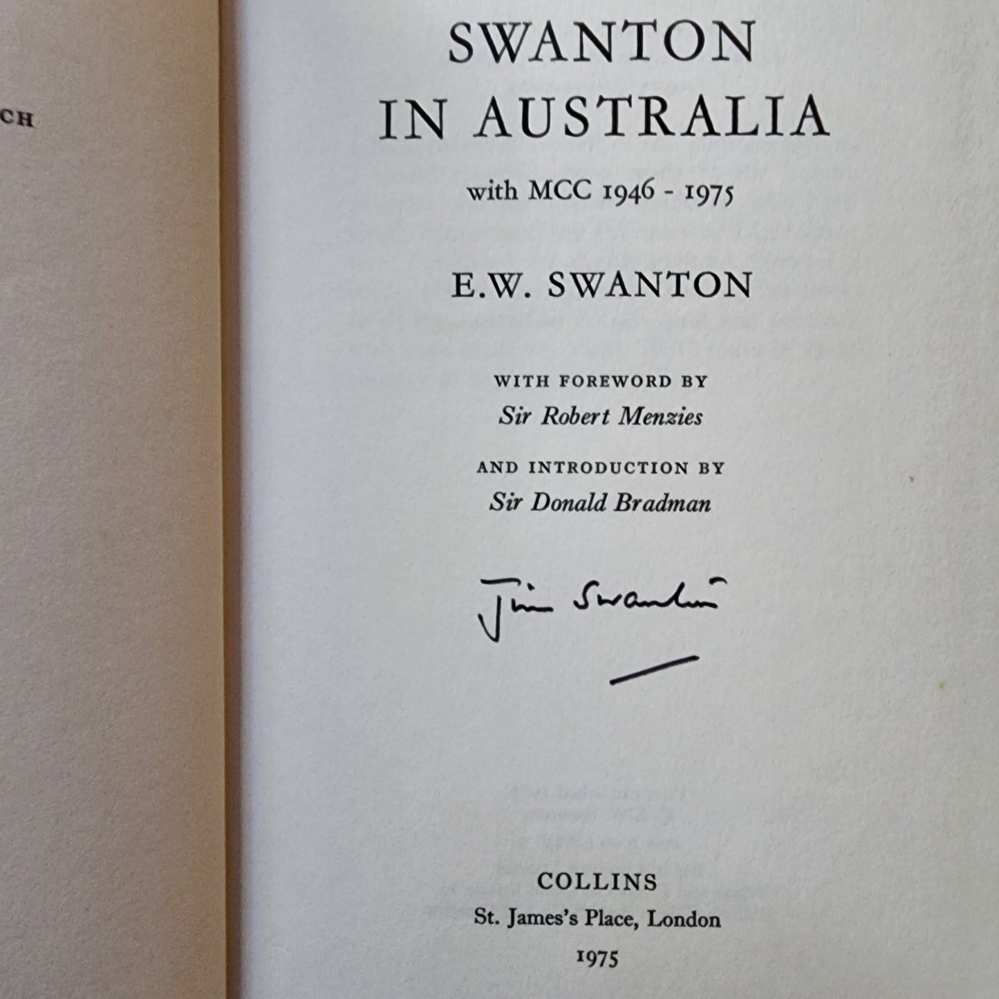 Swanton in Australia with MCC: 1946-1975 (1975) - SIGNED!
