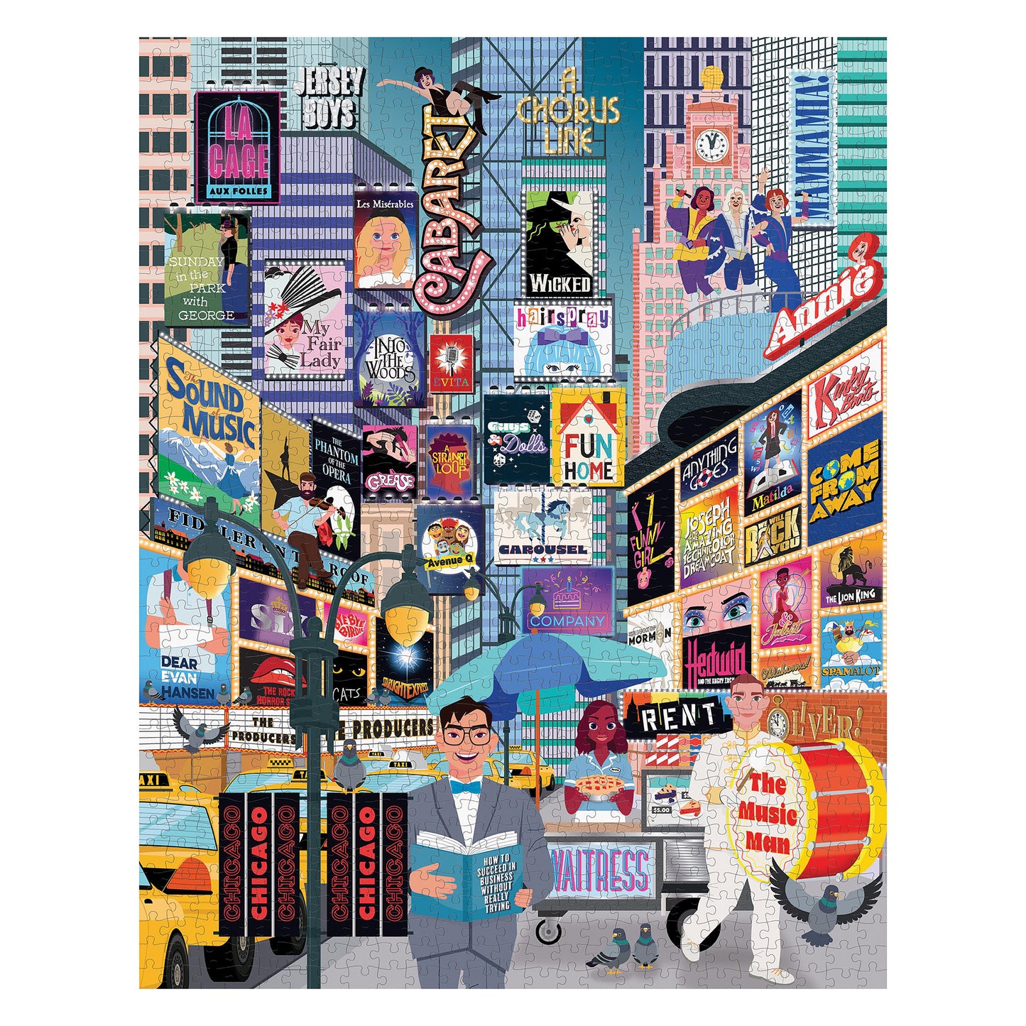 Bucket List Puzzle: 50 Must-See Musicals jigsaw (1,000 pieces)