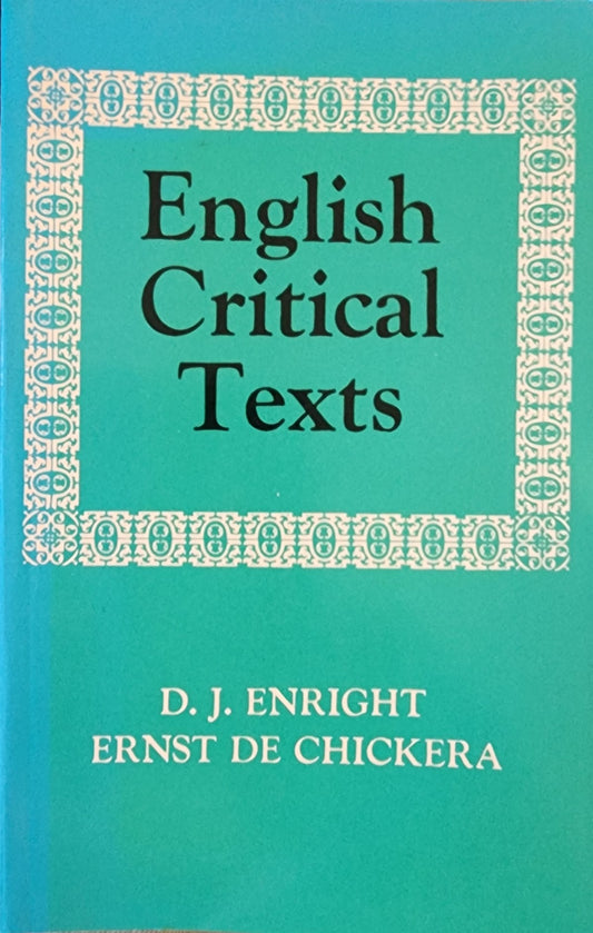 English Critical Texts: 16th to 20th Centuries