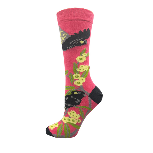 Black Cockatoo socks (Pink)