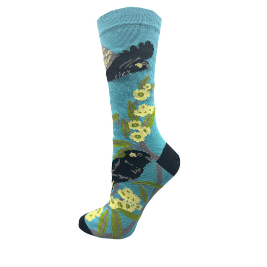 Black Cockatoo socks (Blue)