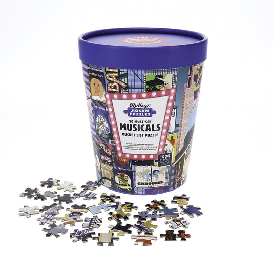 Bucket List Puzzle: 50 Must-See Musicals jigsaw (1,000 pieces)