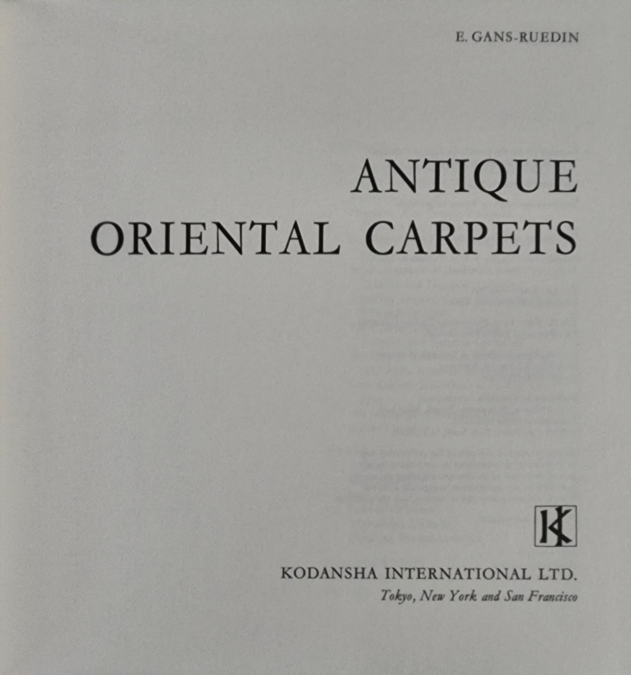 Antique Oriental Carpets (1975)